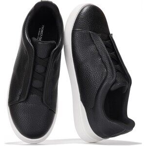 Men's Genuine Leather Black Memory Foam Insole Lightweight Sneakers Shoes